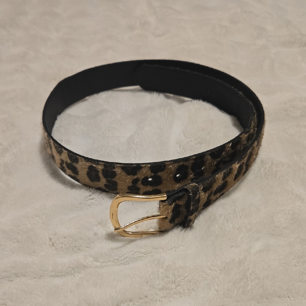 Urban Planet Leopard Pattern Belt with Gold Buckle